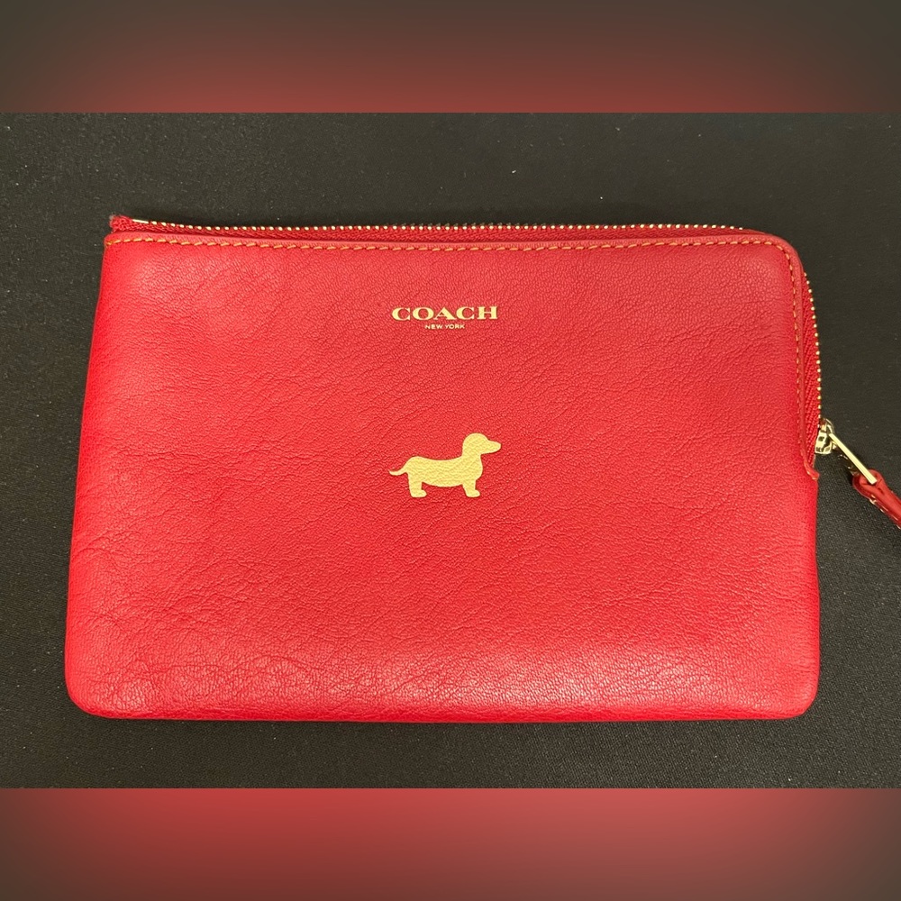 Coach dachshund zip pouch wallet